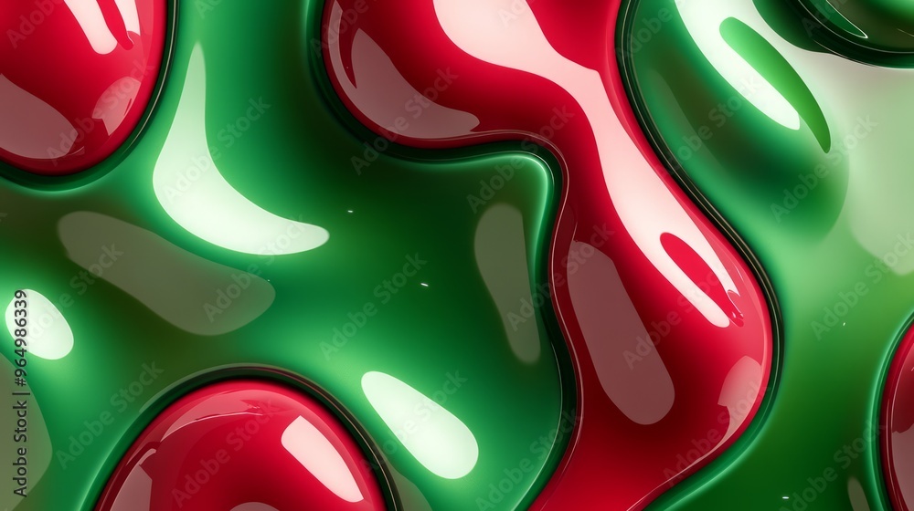 Vibrant Abstract Art with Red and Green Fluid Shapes Vibrant Abstract Art with Red and Green Fluid Shapes