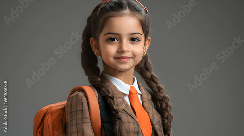 A young girl in a school un...