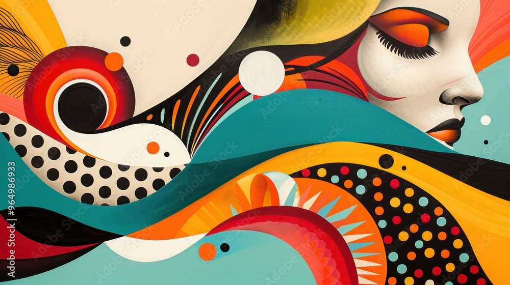 Obraz premium An abstract artwork focusing on mental health advocacy, using bold colors and symbolic imagery to promote awareness and understanding.