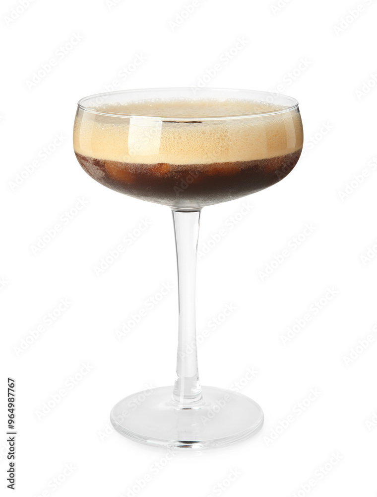 Espresso Martini cocktail in glass isolated on white Espresso Martini cocktail in glass isolated on white
