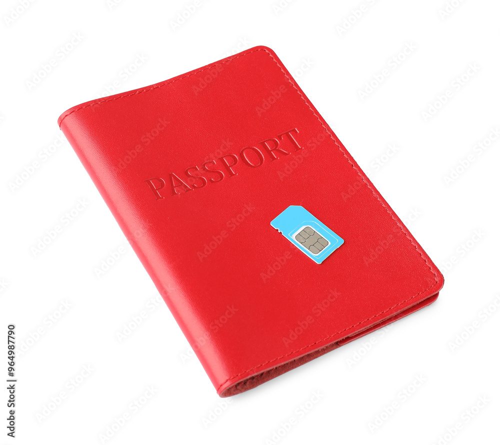 Passport and SIM card isolated on white Passport and SIM card isolated on white