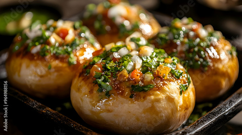 Delicious stuffed buns topp...