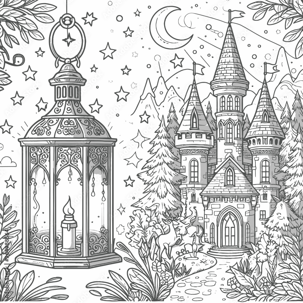 Obraz premium Lantern Coloring Page 
