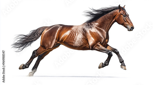 A powerful bay horse