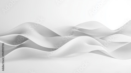 Abstract White Waves in Minimalist 3D Design photo