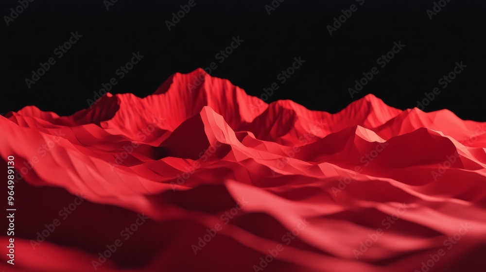 Fototapeta premium Abstract Red Mountain Range in Low Poly Style