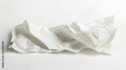 Abstract Crumpled White Paper on Clean Background