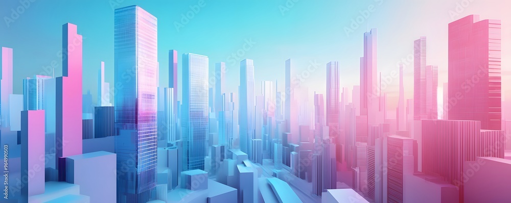 A Colorful Abstract Representation of a Modern Cityscape A Colorful Abstract Representation of a Modern Cityscape