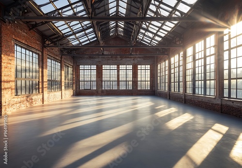 Construction: Empty Interior of Newly Renovated Old Industrial Building