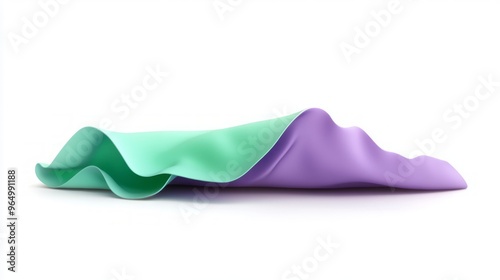 Abstract Composition with Green and Purple Fabric