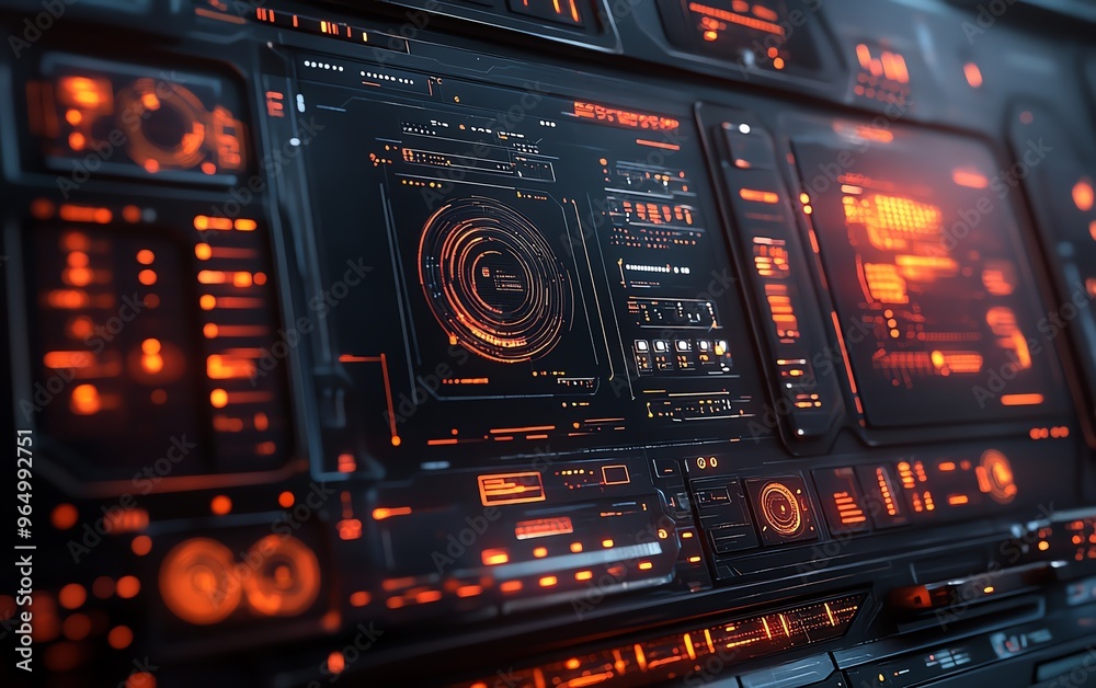 Futuristic digital security interface with complex encryption algorithms, realtime monitoring, and automated threat detection in a sleek environment Futuristic digital security interface with complex encryption algorithms, realtime monitoring, and automated threat detection in a sleek environment