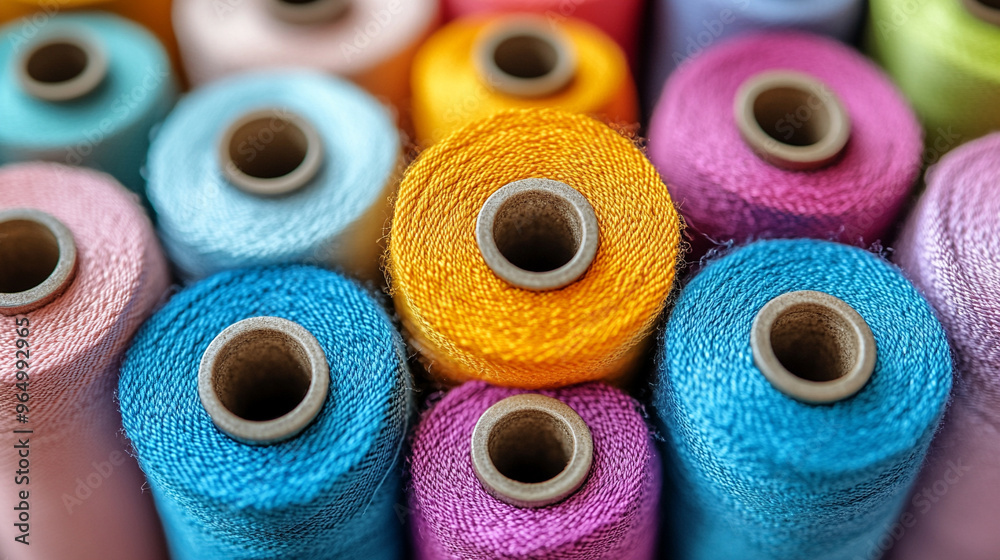 vibrant multicolored spools of thread, showcasing an array of rich hues and textures, symbolizing creativity, craftsmanship, and the beauty of diverse possibilities vibrant multicolored spools of thread, showcasing an array of rich hues and textures, symbolizing creativity, craftsmanship, and the beauty of diverse possibilities