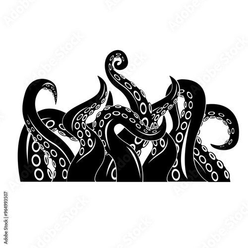 Tentacles | Giant Octopus | Kraken | Sea Monster | Marine Life | Wild Animal | Sea Life | Sea Creature | Original Illustration | Vector and Clipart | Cutfile and Stencil