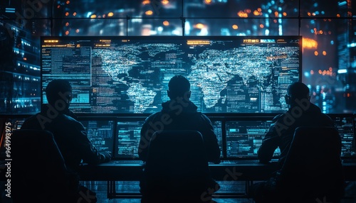 Dynamic zeroday exploit scenario with a focus on realtime attacks, compromised systems, and advanced cybersecurity countermeasures in a hightech environment photo