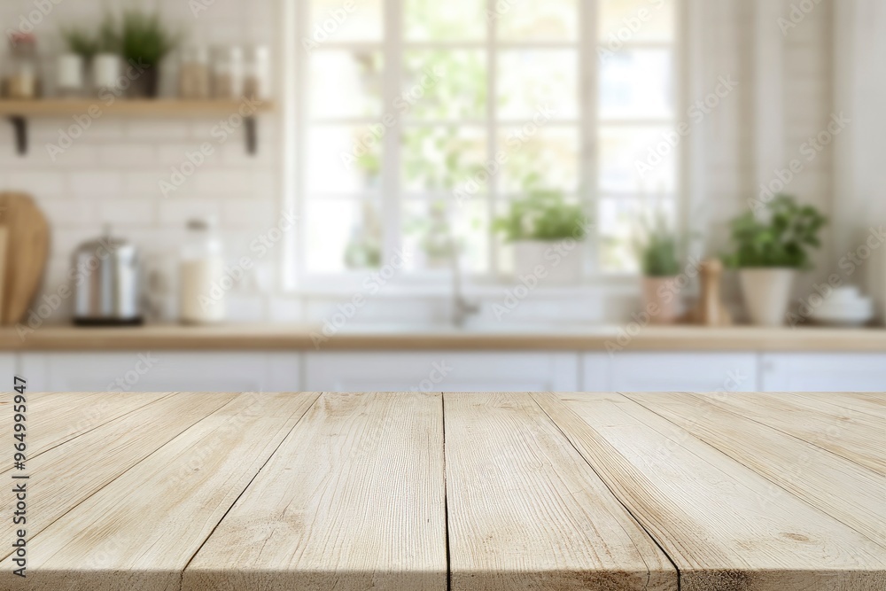 kitchen table background, wood counter top on blur of white clean abstract home interior with bokeh. used for display or montage your wooden for dining background. table banner, ai kitchen table background, wood counter top on blur of white clean abstract home interior with bokeh. used for display or montage your wooden for dining background. table banner, ai