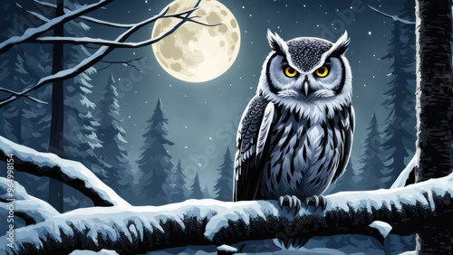 snowy owl on tree branch