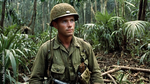 Australian serviceman soldier in the jungles photo