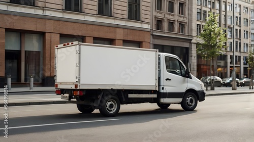 Empty blank white mockup on the small truck photo