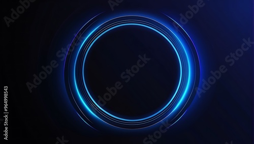 Abstract glowing circle lines on dark blue background. Geometric stripe line art design. Modern shiny blue lines. Futuristic technology concept. Suit for poster, cover, banner, brochure, website