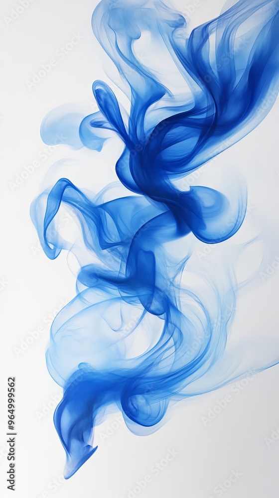 Blue swirling smoke on white background, abstract motion concept Blue swirling smoke on white background, abstract motion concept