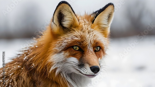 Wildlife animal fox isolated on white background photo