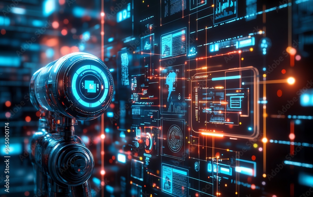 Illustration of global marketing automation tools, highlighting business development, CRM systems, and automated technology processes in a futuristic setting Illustration of global marketing automation tools, highlighting business development, CRM systems, and automated technology processes in a futuristic setting