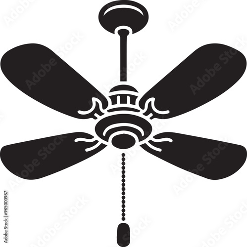 Air Fan vector silhouette, Celling fan icon, Air Fan vector Illustration,