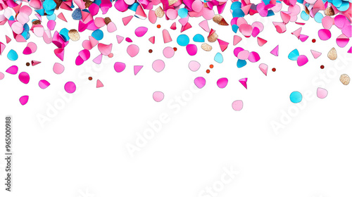 Graphic overlay of party streamers and confetti