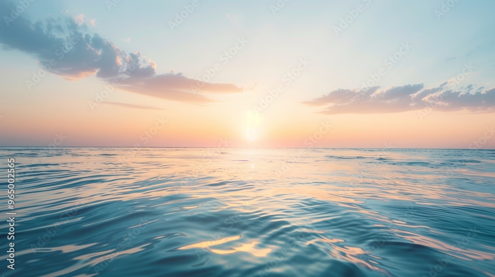 Stunning Ocean Sunset with Tranquil Waves and Cloudy Sky at Dusk Stunning Ocean Sunset with Tranquil Waves and Cloudy Sky at Dusk