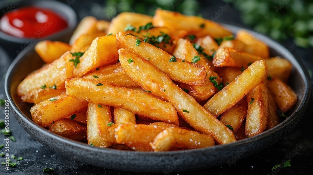 Golden French Fries with Parsley Garnish Golden French Fries with Parsley Garnish