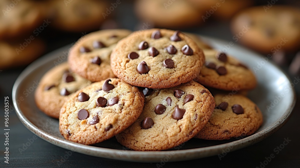 A Plate of Warm Chocolate Chip Cookies A Plate of Warm Chocolate Chip Cookies