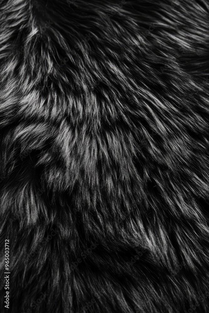 Naklejka premium An abstract background with a black fur texture creates a soft and tactile visual effect.
