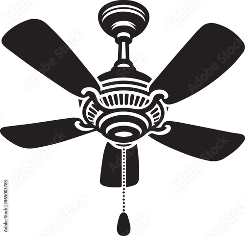 Air Fan vector silhouette, Celling fan icon, Air Fan vector Illustration,