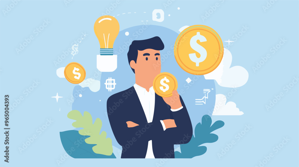 Money question, where to invest, pay off debt or invest to earn profit, financial choice or alternative to make decision concept, businessman investor holding money coin thinking about investment. Money question, where to invest, pay off debt or invest to earn profit, financial choice or alternative to make decision concept, businessman investor holding money coin thinking about investment.