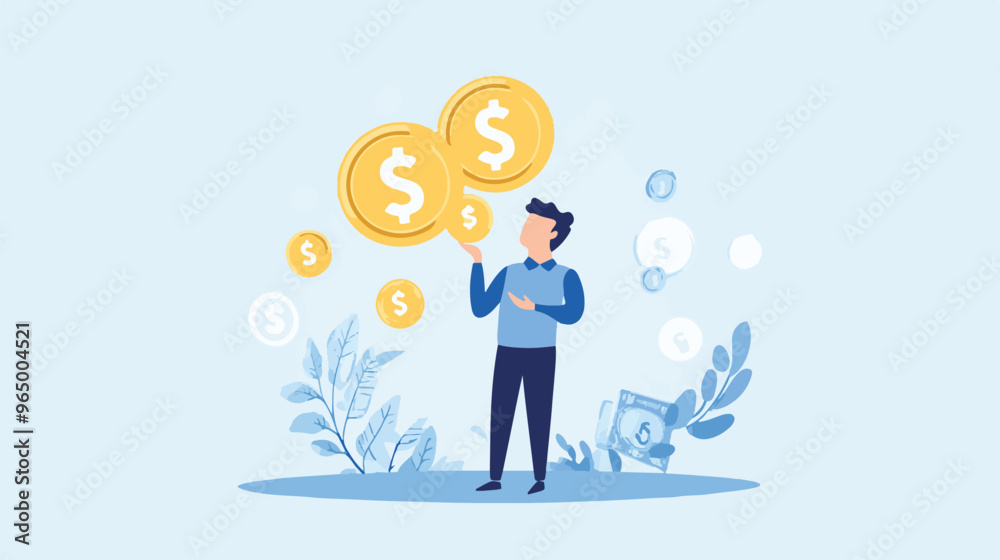 Money question, where to invest, pay off debt or invest to earn profit, financial choice or alternative to make decision concept, businessman investor holding money coin thinking about investment. Money question, where to invest, pay off debt or invest to earn profit, financial choice or alternative to make decision concept, businessman investor holding money coin thinking about investment.