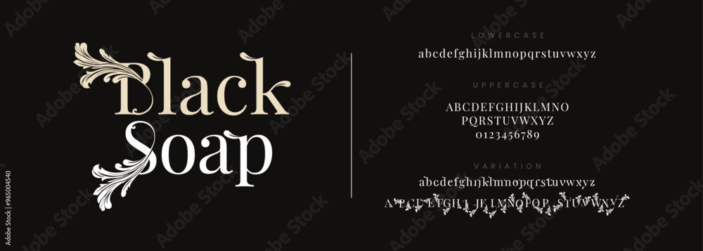 Blacksoap typography beauty fashion elegant minimalist serif italic fonts decorative wedding vintage retro logos. Minimal luxury font alphabet logo. Vector illustration Blacksoap typography beauty fashion elegant minimalist serif italic fonts decorative wedding vintage retro logos. Minimal luxury font alphabet logo. Vector illustration