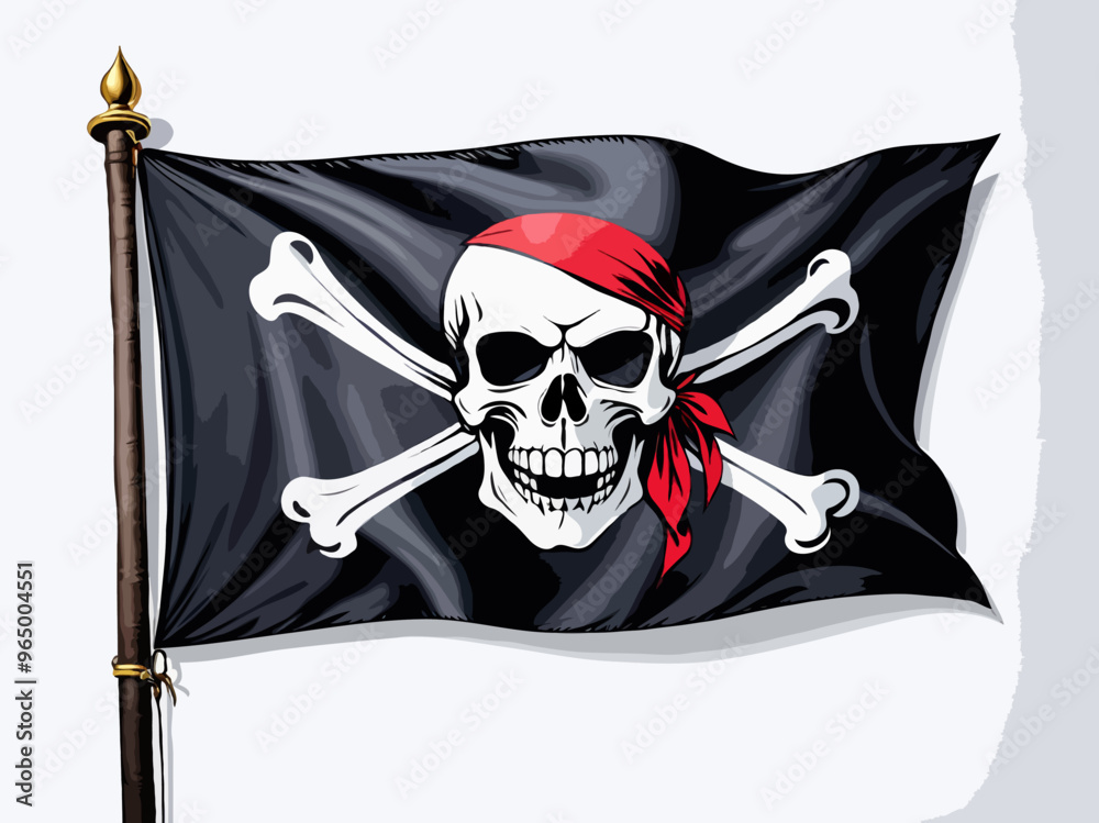 Fototapeta premium Highlighted pirate flag illustration. Jolly roger. 