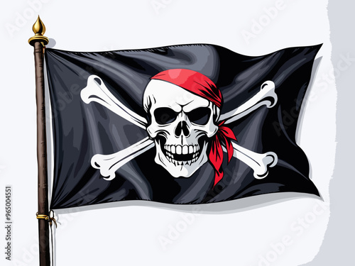 Highlighted pirate flag illustration. Jolly roger. 