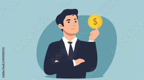 Money question, where to invest, pay off debt or invest to earn profit, financial choice or alternative to make decision concept, businessman investor holding money coin thinking about investment.