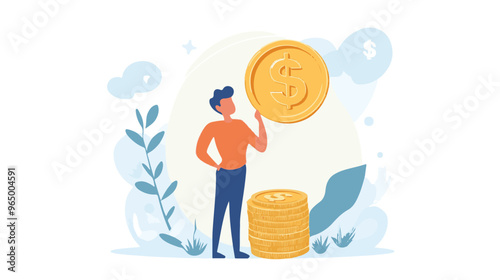 Money question, where to invest, pay off debt or invest to earn profit, financial choice or alternative to make decision concept, businessman investor holding money coin thinking about investment.