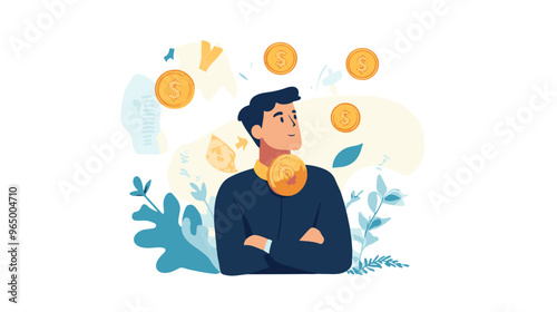Money question, where to invest, pay off debt or invest to earn profit, financial choice or alternative to make decision concept, businessman investor holding money coin thinking about investment.