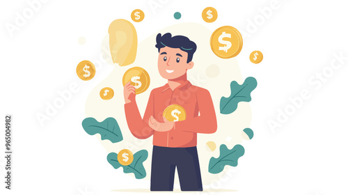 Money question, where to invest, pay off debt or invest to earn profit, financial choice or alternative to make decision concept, businessman investor holding money coin thinking about investment.