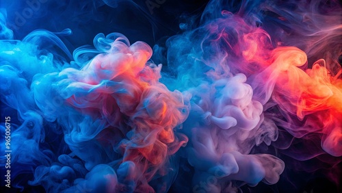 Mesmerizing indigo smoke with vibrant neon coral accents creates a stunning event backdrop