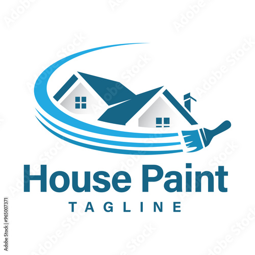 House paint logo design template. House Paint logo suitable for Residential property repair business.