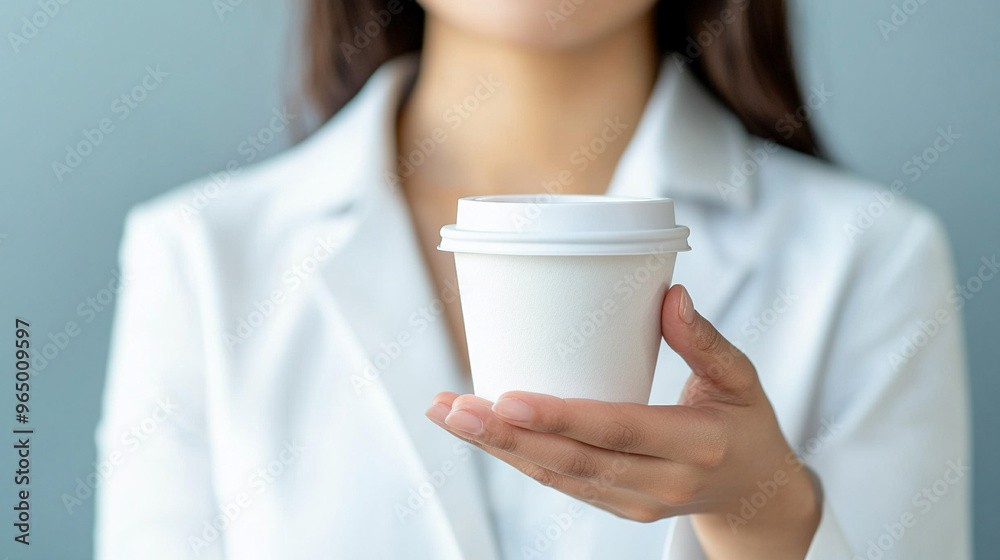 businesswoman's hand holding a blank coffee cup, symbolizing potential, readiness, and the start of new ideas or opportunities in a professional setting businesswoman's hand holding a blank coffee cup, symbolizing potential, readiness, and the start of new ideas or opportunities in a professional setting