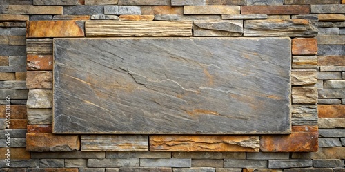High resolution slate texture layered over natural stone wall with markings