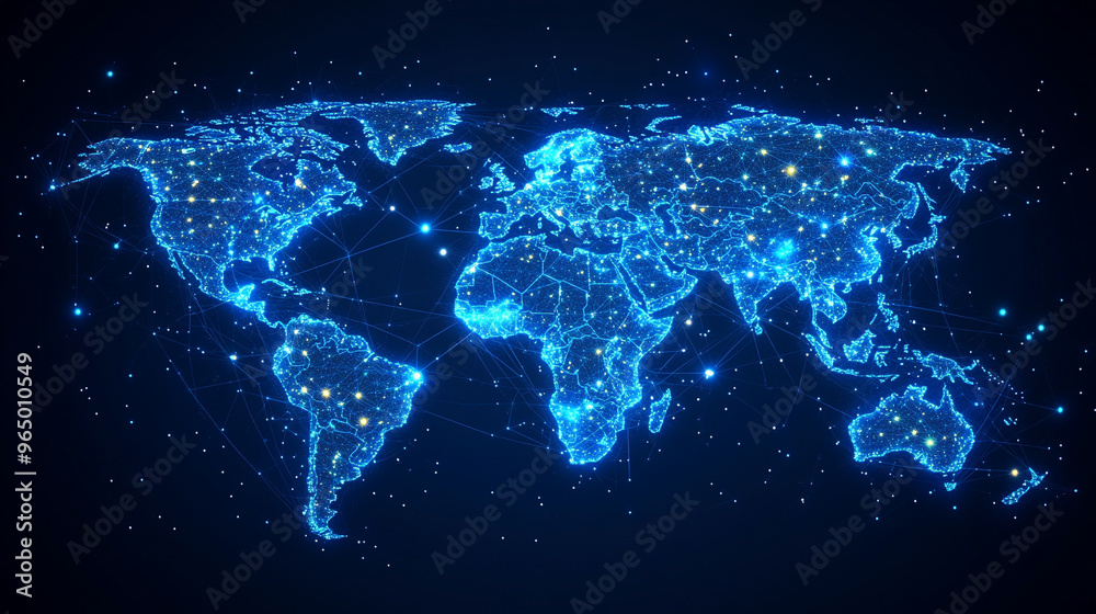 global digital network map glowing with connections, illustrating the interconnectedness of modern technology and the vast, intricate web of digital communication global digital network map glowing with connections, illustrating the interconnectedness of modern technology and the vast, intricate web of digital communication