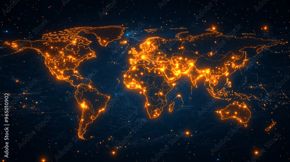 global digital network map glowing with connections, illustrating the interconnectedness of modern technology and the vast, intricate web of digital communication global digital network map glowing with connections, illustrating the interconnectedness of modern technology and the vast, intricate web of digital communication
