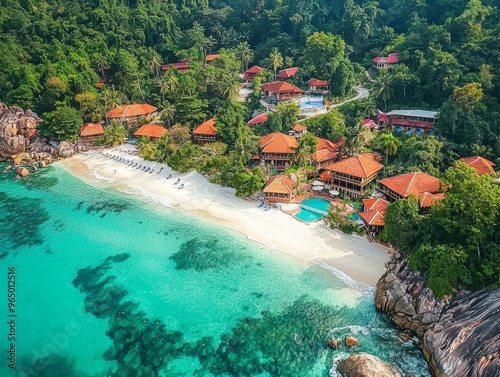 aerial view of perhentian island malaysia  - ai photo