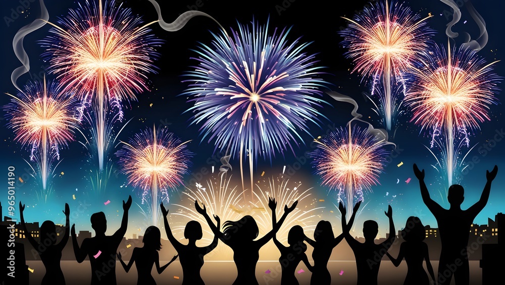 A vibrant and dynamic depiction of fireworks A vibrant and dynamic depiction of fireworks